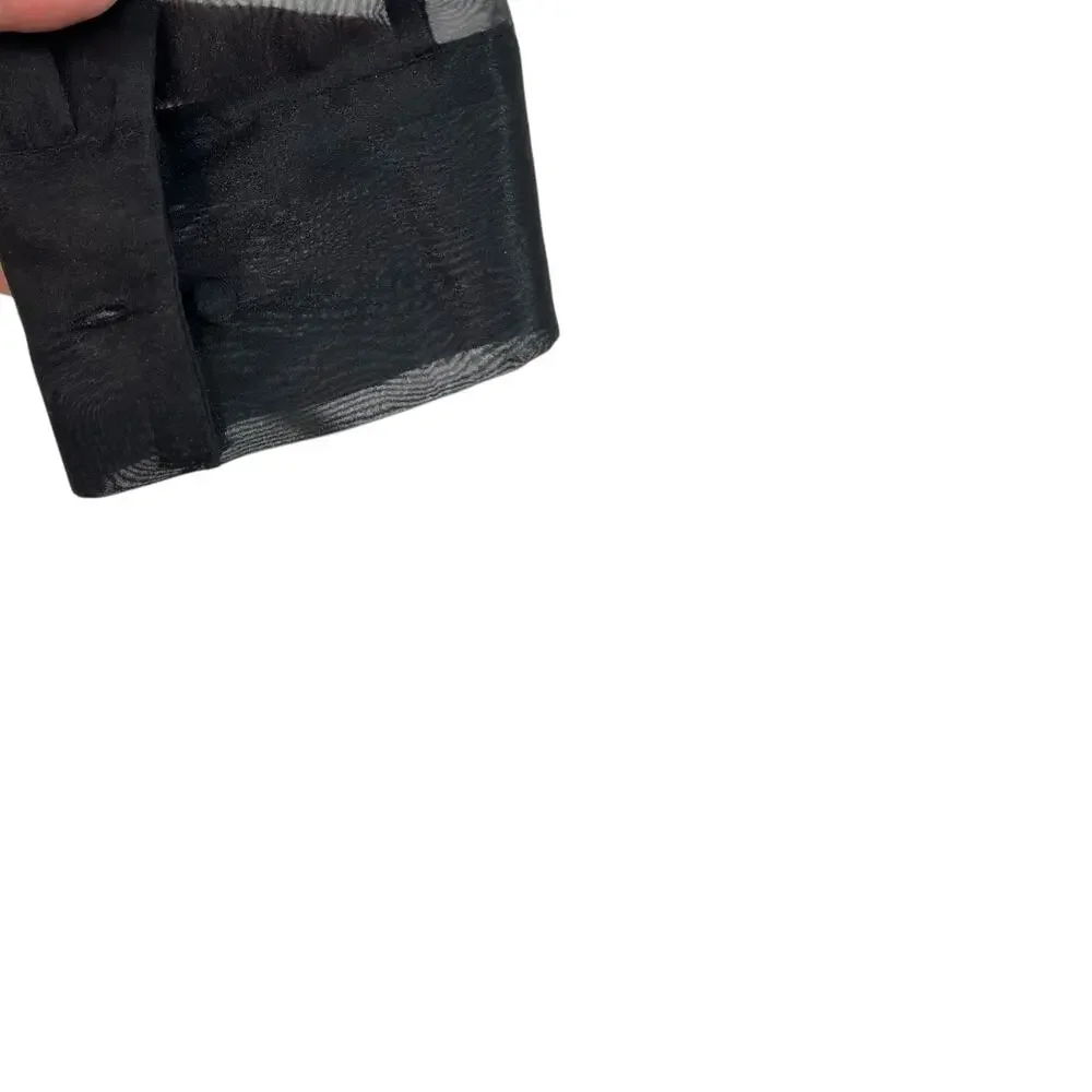 Meshki Elaina Sheer Button Up Cropped Shirt Black Organza Top Womens Size Small - Picture 6 of 9